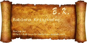 Bablena Krisztofer névjegykártya